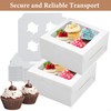 Menmamenma 4 Hole Cupcake Boxes, 20 Pack, White Cupcake Boxes