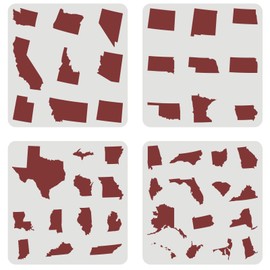 FINGERINSPIRE 4 Pcs USA 45 States Stencil 11.8x11.8 inch United States Map Stencil Template Sets Plastic United States Map Outline Stencils Reusable DIY Home Decor Stencil for Crafts Decorations