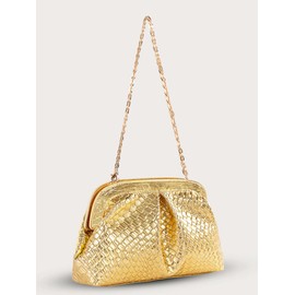 COOLOYA Women's Woven Clutch Purse Pleated Dumpling Bag Crossbody Handbag Luxury Casual Evening Shoulder Bags Gold One Size