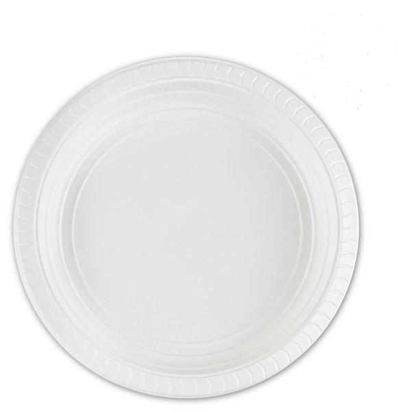 PLASTICPRO 7'' inch Round Plastic Plates Microwaveable, Disposable, White, Dinnerware 400 Count