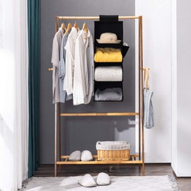 YOUDENOVA Hanging Closet Organizer, 4-Shelf Closet Hanging Storage Shelves, Black