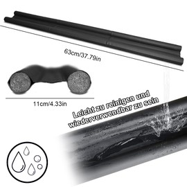 Draught Excluder for Doors, 96 cm PU Door Seal Strip Bottom, Double-Sided Draught Excluder, Cut to Size for Door, Noise Blocker, Door Draught Excluder, Wind Stopper (Black)