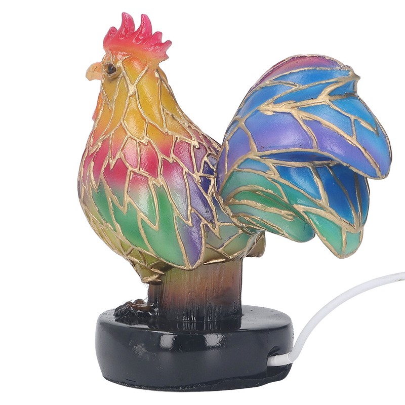 Stained Resin Rooster Table Lamp Night Light LED Animal Night