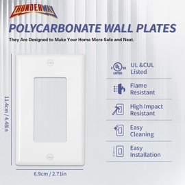 Thunderway Decorative Light Switch Outlet Cover Plate- White 1-Gang Wall Plate For Electrical Receptacle Outlets，Corrosion Resistant, Standard Size 4.48" X 2.71", UL Listed, 25 Pack