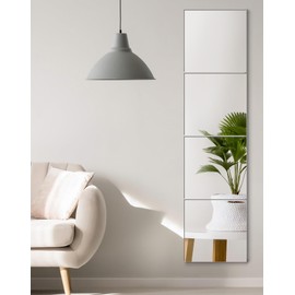 QWORK Frameless Wall Mirror Full Length 12 x 12 Inch Tiles, 8 PCS Set, HD Glass for Home Gym, Dance Studio - Polished Edge, Adhesive Mount, DIY Configurable, Easy Clean