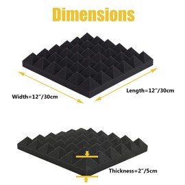 SK Studio Acoustic Foam Convoluted Foam Acoustic Foam Sound Insulation for Sound Studio Sound-Absorbing Damping Wall Foam Pyramid Pack of 12