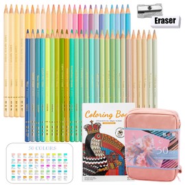 YYWANGART Colored Pencils Set,50 Color Pastel Colored Pencils for Adult Coloring Books,Soft Core Pencil for Drawing Sketching Shading (Zipper Bag)