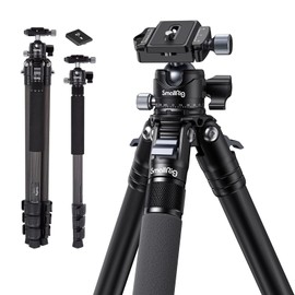 SmallRig AP-10 Carbon Fiber Tripod, 52.4" Lightweight Compact Camera Tripod with Detachable Monopod, 360° Ball Head, Quick Release Plate, Payload 26.5 lbs, for Canon for Sony, DSLR Camera, Phone-4060