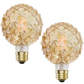 Owilukie E26 G95/G30 Larger Decorative LED Light Bulb 4W Equivalent E26 Bulb 40 watt,Vintage Edison Globe Bulbs Pineapple Shaped,Warm White 2200K Amber E26 Edison Bulb dimmable,AC120V,2 Pack