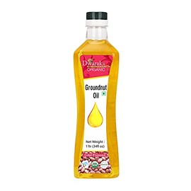 Dwaraka Organic - Cold Pressed Peanut Oil, 1L, 33 Fl Oz, Groundnut Oil, Healthy, Organic, Non GMO, All Natural
