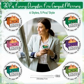 Geetery 30 Pcs Inspirational Dumpster Fire Compact Mirrors Gifts Bulk for Women Dispatcher Volunteer Employee Appreciation Gifts Pocket Portable Small Mini Mirrors for Coworkers Teachers Team Office