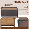 HAPPYGRILL Patio Storage Bench Rattan Wicker Deck Box with Acacia