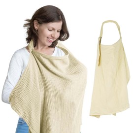 Nursing Cover for On the Go Nursing Apron, 75 x 95 cm Nursing Cover for Babies, Muslin Nursing Cover for Babies, Breathable, Soft Breastfeeding Cover, Nursing Cover with Rigid Hoop, Nursing Cover for