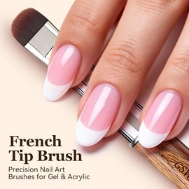 Cepillo de uñas para puntas francesas y limpieza | Cepillo de esmalte de gel con mango de madera y bolsa de almacenamiento (cepillo de punta francesa 