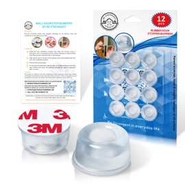 Door Bumper - Small Door Stoppers Wall Protector Clear 12 in Pack - Shower Door Stopper Rubber Bumper - Stick on Hard Rubber Bumpers Self Adhesive - Door Bumpers for Walls for Heavy Use (12)