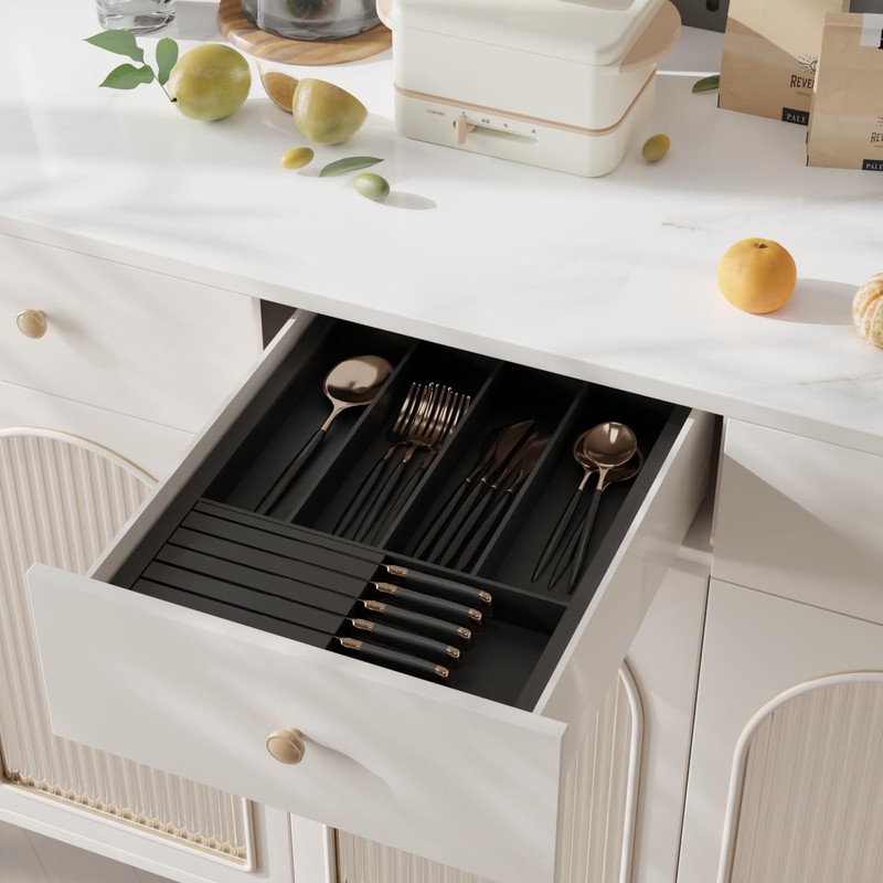 WUSHIZHUHUN Utensil Organizer Silverware Tray for Drawer - Bamboo Knife