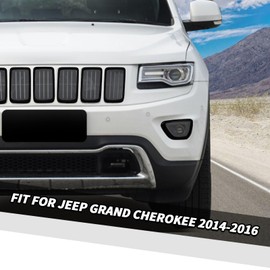 Jimen Fit for Jeep Grand Cherokee 2014-2016, 7PCS Grille Inserts Cover & 2PCS Front Fog Light Bezel Trim