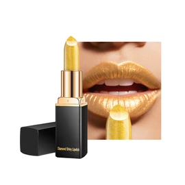 Metallic Gold Color Changing Shimmer Lipstick for Women,3D Shine High Impact Long Lasting Hydrating Transfer Proof Lipstick,Creamy Matte Non Sticky Plumping Lip Gloss,Full Coverage Lip Color Makeup-01
