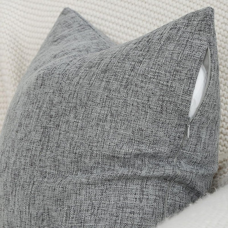 Madizz Set of 2 Faux Linen Cushion Covers, Soft Decorative