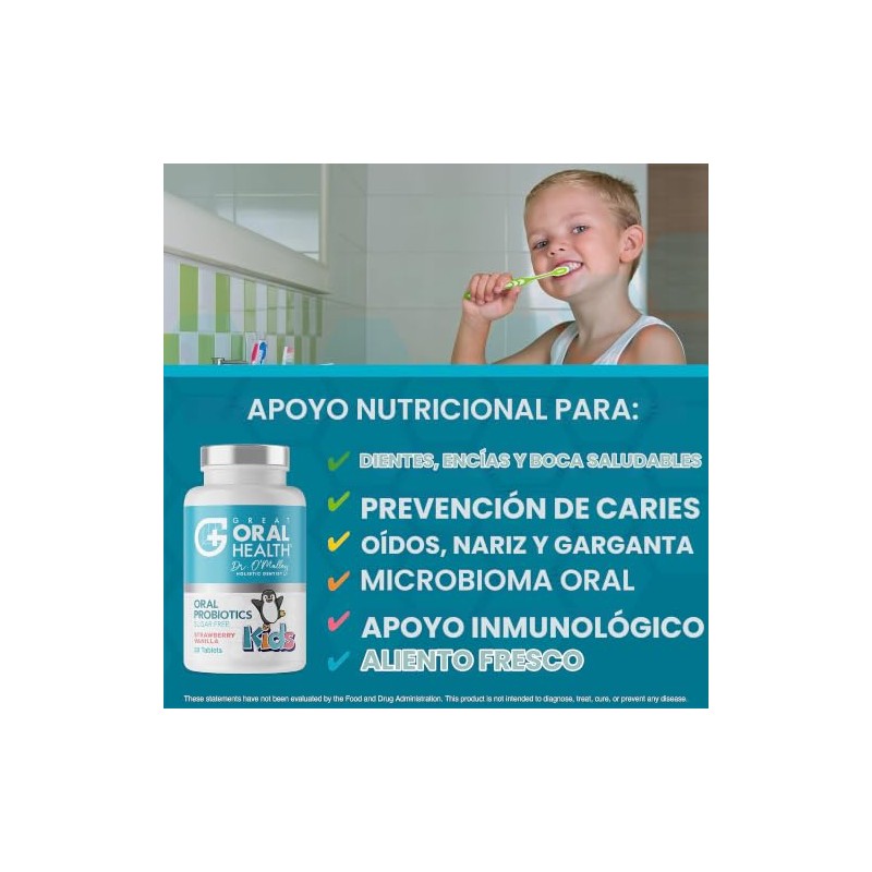 Great Oral Health Probióticos orales para niños masticables ~ Botella