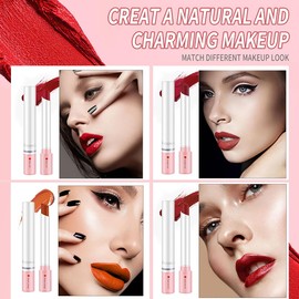 Lápiz labial de 4 colores, mini tubo de lápiz labial Mate Velvet, tinte labial de larga duración 24 horas