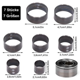 Leather Cutting Dies Set, 7 Pieces Round Leather Punching Tool, Circular Punch, Round Puncher Tool, 7 Sizes Leather Punch, DIY Cutter Cutting Template