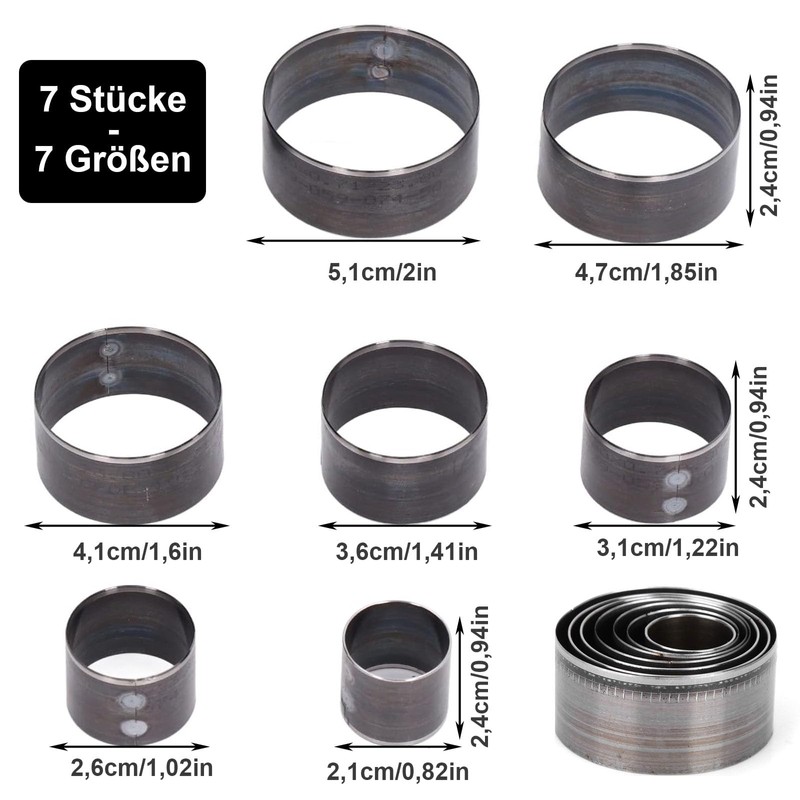 Leather Cutting Dies Set, 7 Pieces Round Leather Punching Tool,
