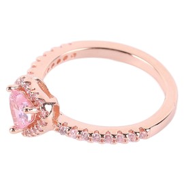 Elegant Fashionable Heart Shaped Rhinestone Ring Women 925 Silver Exquisite Shiny Ring Jewelry Accessory Silver Rhinestone 1.97in