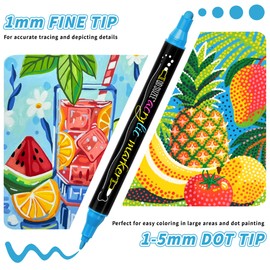 48 Colors Dual Tip Acrylic Paint Markers Pens - Dot markers and Fine Tip