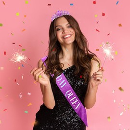 Birthday Sash for Women, Birthday Headband, Birthday Sash and Tiara for Women, Purple Birthday Queen Sash, Birthday Tiara for Women, Purple Crowns for Women, Purple Tiara, Purple Birthday Decorations