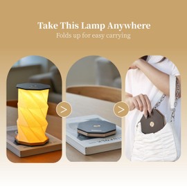 Travel Gifts Portable lamp with Touch Dimmer, Travel Lamp Warm Light, Foldable Paper Lamp, Rechargeable Small Battery Table Lamp for Bedroom Living Room, Traveling gifts for Women, Men & Couples