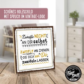 TypeStoff Wooden Sign with Saying - Doubt - Vintage Look with Quote as Gift and Decoration on Confidence, Motivation and Confidence - HS-01096