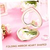 PACKOVE Heart Shape Folding Makeup Mirror Double-Sided Compact Mirror for