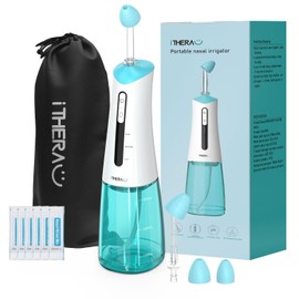 Electric Nasal Irrigation System for Nose Discomfort Relief & Nasal Care,Neti Pot Sinus Rinse Kit,Portable Nose Cleaner,3 Modes for Sinus Rinse,Nasal Irrigator with 30 Nasal Saline Packets