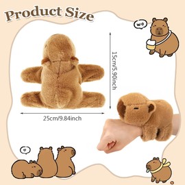 BCTHLBF Capybara Slap Bracelet,25cm Cute Capybara Huggers,Stuffed Animals Slap Bracelets,Wristband Plush Cuddler Interactive Bracelet,for Boys and Girls Birthday Party Gift