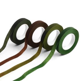 FamGift Flora Tape, Set of 4 Rolls, Fourer Tape, DIY Crafts, Dried Flower Tape, Grafting Tape, Bouquet Wrap, DIY Crafts, Width 0.5 inches (12 mm), Length 49.2 ft (15 m)