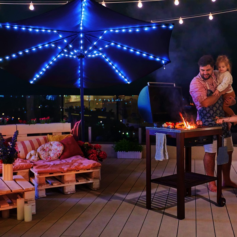 Patio Umbrella String Lights with 16 Color Changing and 12