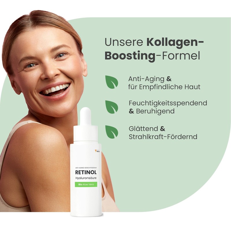 Swedish Nutra Anti-Ageing Retinol Serum, Smooth & Radiant Skin, Hyaluronic