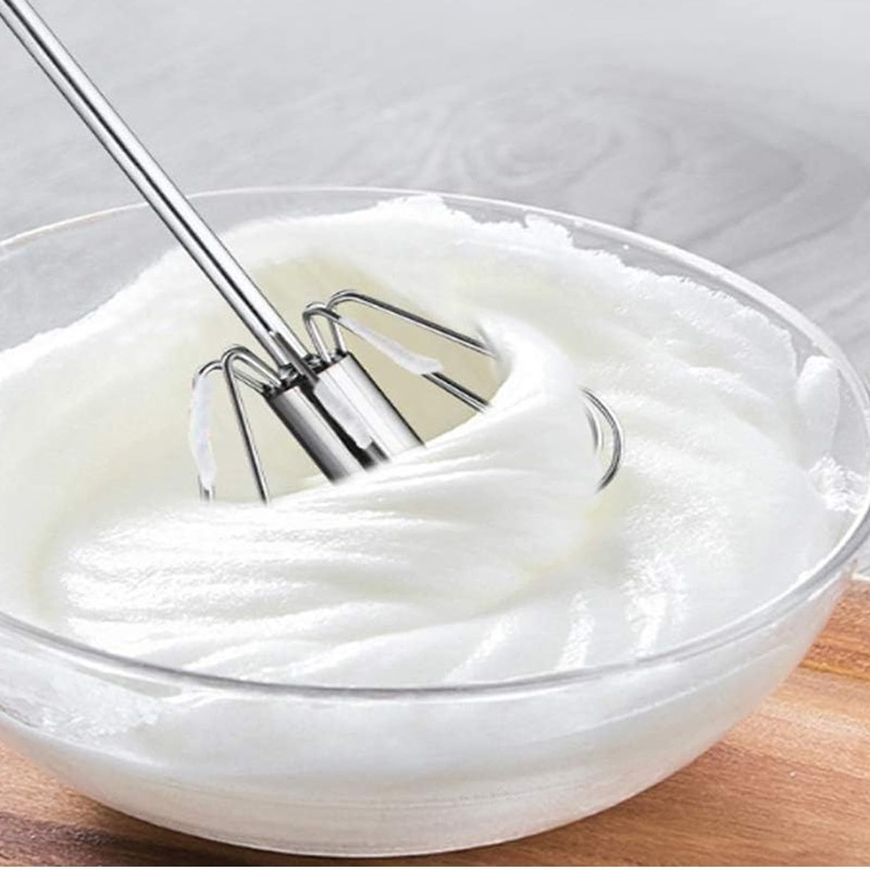 Egg Whisk, Hand Push Whisk Blender, Stainless Steel Egg Beater,