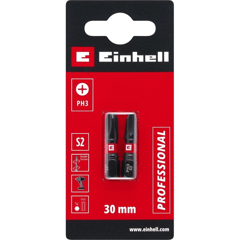 Genuine Einhell Double Twist Impact Bits 2 Piece 30mm PH3