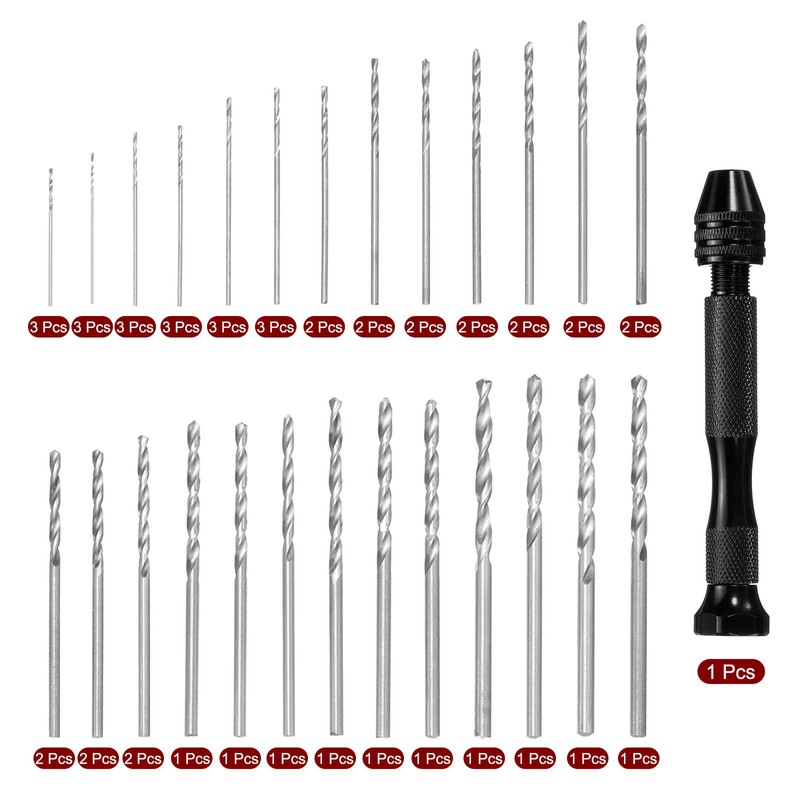 uxcell 49pcs Pin Vise Drill Bit Set, 0.5mm-3.0mm Micro Mini