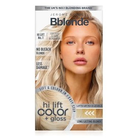 Jerome Russell Bblonde Hi Lift Color + Gloss No.1 | Blonde Hair Colour & Gloss Kit | Medium Blonde | High Lift Up to 4 Levels | Anti-Brass Tone, No Bleach, Includes Conditioner
