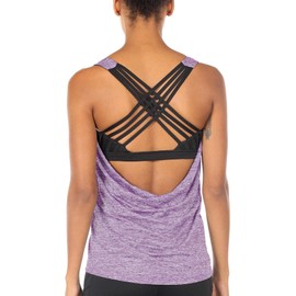 icyzone Yoga Tops Workouts Clothes Activewear Built in Bra Tank Tops for Women (S, Lavender)