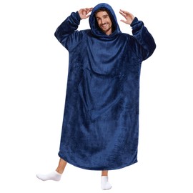 Gentlewarm Wearable Blanket Hoodie for Adults Women Men,Oversized Soft Warm Sherpa Fleece Hoodie with Pets Giant Pocket (Z Blue, One Size)