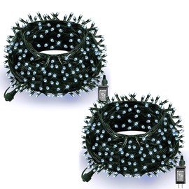 Dazzle Bright Christmas String Lights, 132FT 400 LED Connectable Green Wire 8 Modes String Lights, Waterproof Christmas Lights for Indoor Outdoor Patio Party Wedding Decorations, White