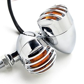 Chrome Heavy Duty Motorcycle Turn Signals Bulb Indicators Blinkers Lights a Pair
