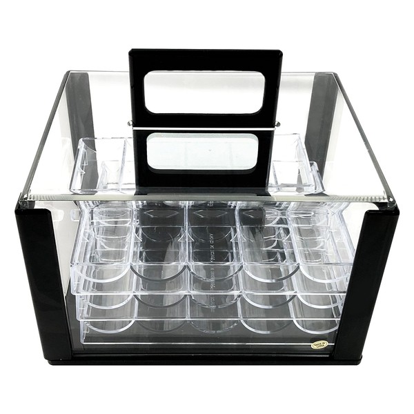 Yuanhe 600 Chip Clear Acrylic Poker Chip Carrier-Includes 6 Chip Racks