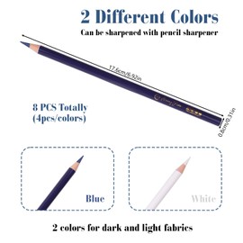 Pack of 8 Tailor's Chalk, Tailor's Chalk Pen, Sewing Chalk, Fabric Marker, Pen for Dressmaking, Sewing, Notes, Crafts (2 Colours)