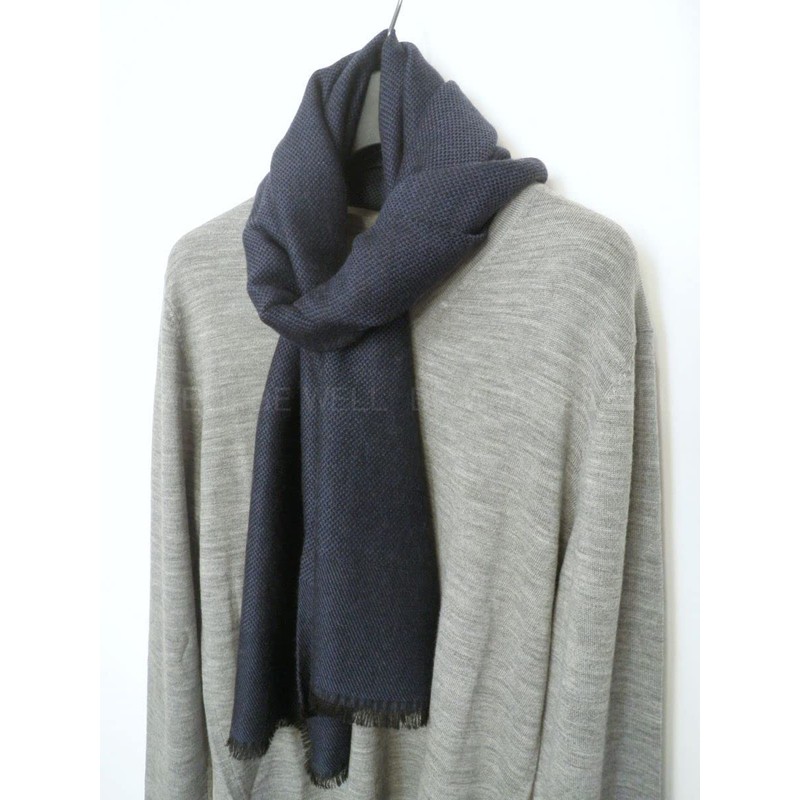 Italian made Scarf, Wool, Silk, Soft, Tweed, Men's, Women's, Blue,