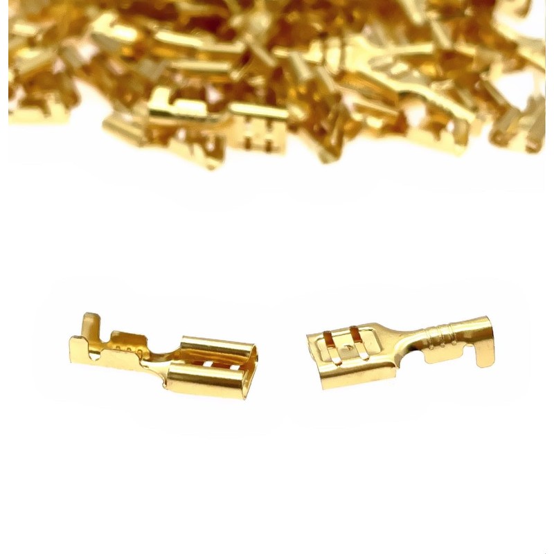 JZK 100pcs 6.3mm Female Spade Crimp Terminals Connector Quick Splice